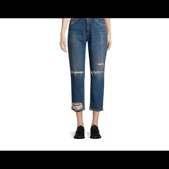 NWT Current Elliott Fling Plaid Patch Boyfriend Jean SZ 32 - Picture 2 of 8